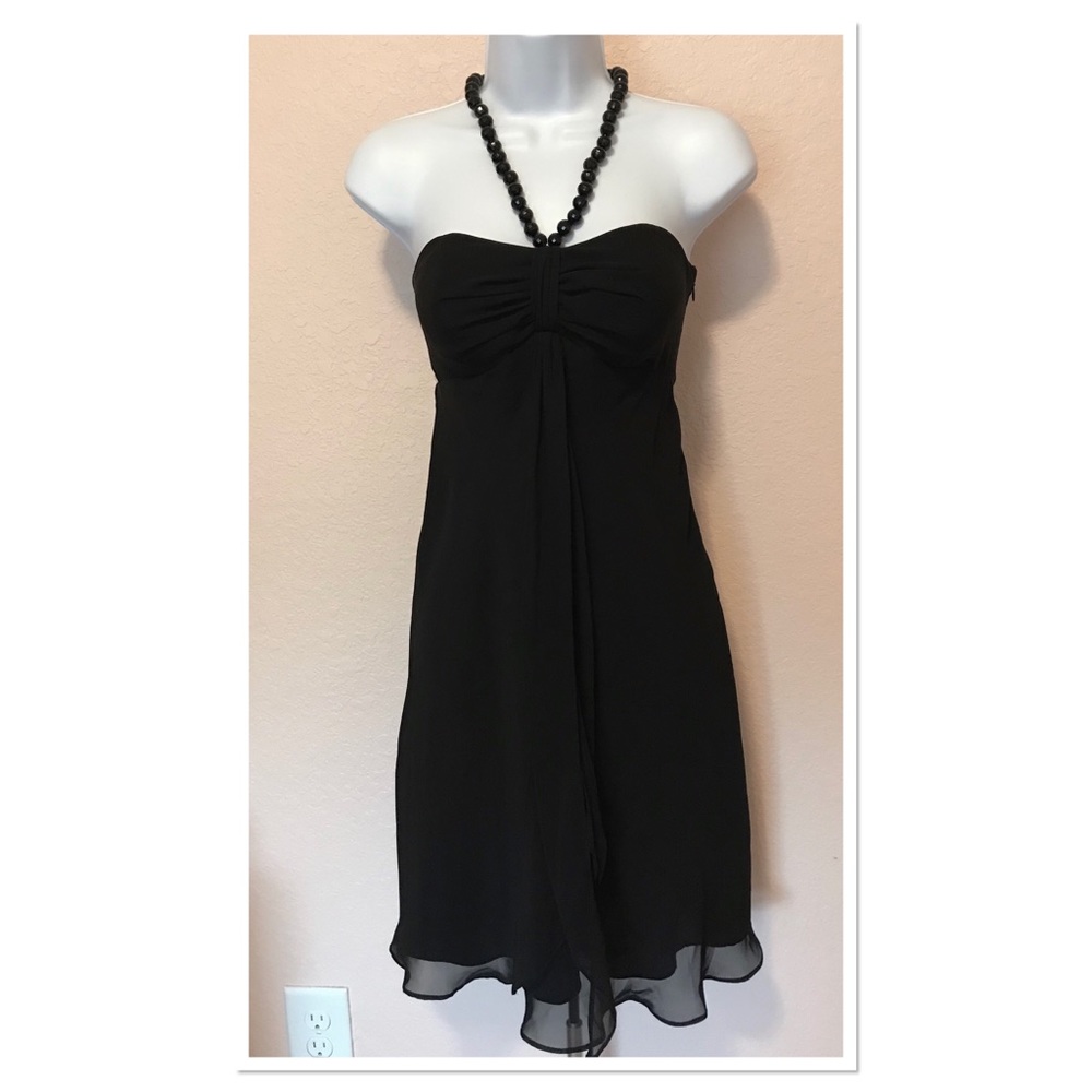 WHBM LBD Black Beaded Neck Cocktail Dress Size 0